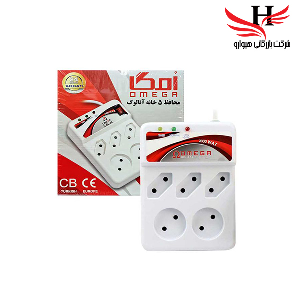 تصویر محافظ برق 5 خانه بدون کلید سيم بلند امگا OMEGA